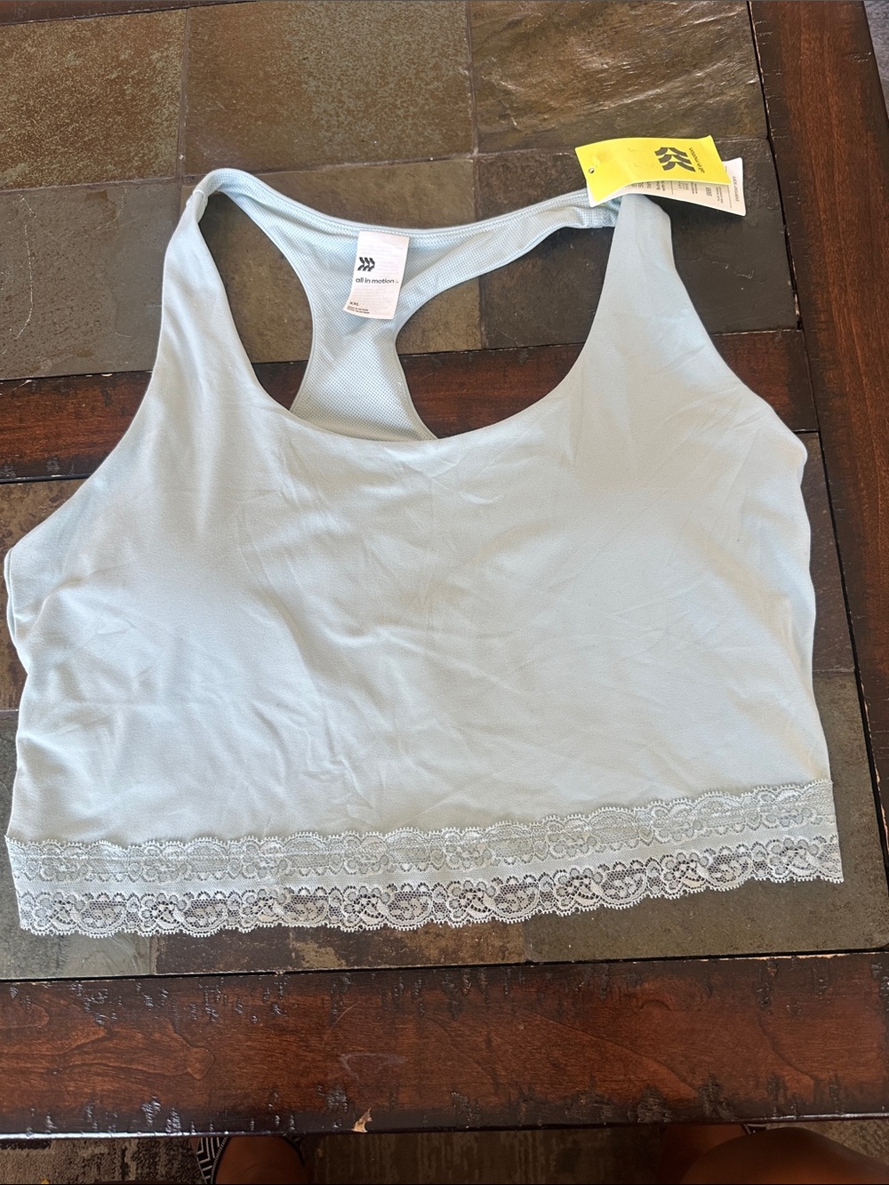 All in motion  Lace-Trim Racerback Tank Top